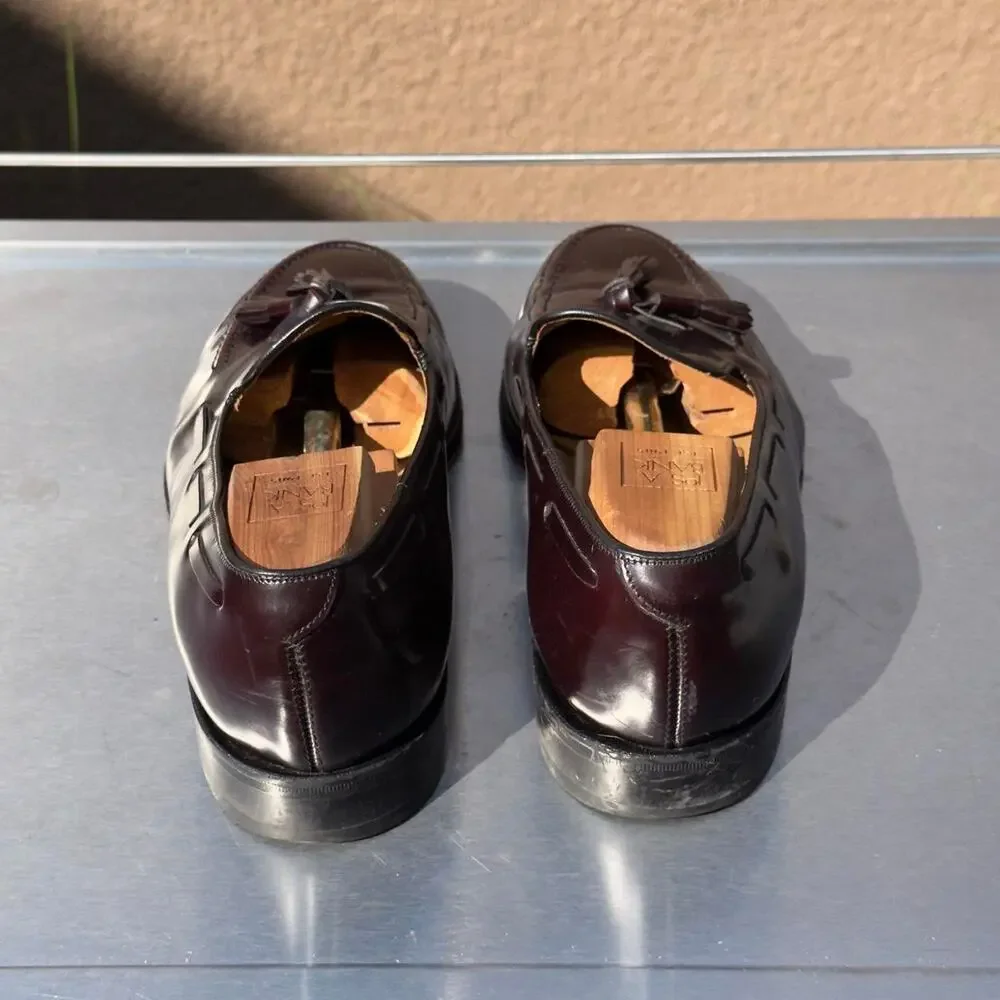 Johnston & Murphy Burgundy Leather Loafers with Tassel - Size 10 1/2 3E